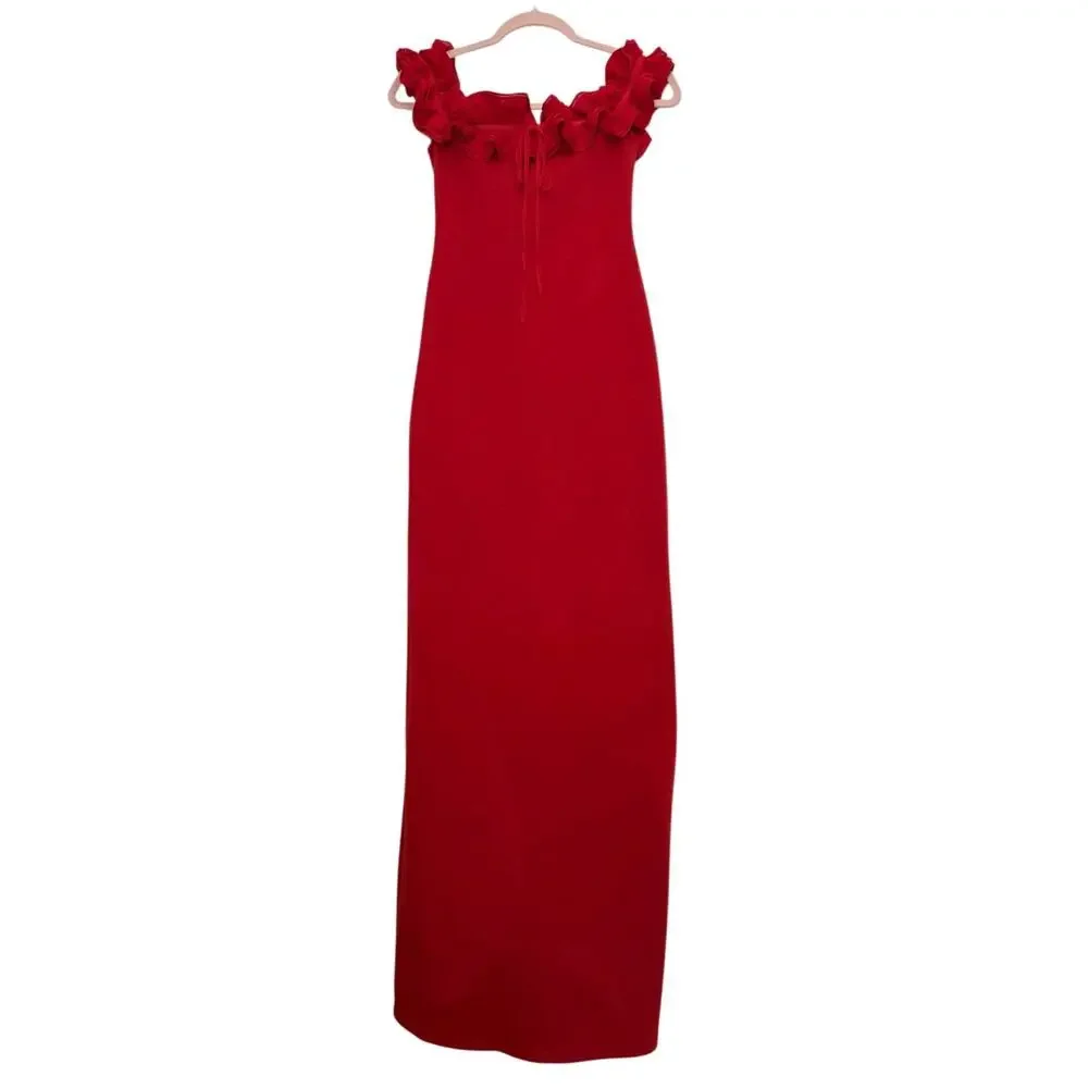 Meshki Red Off-Shoulder Ruffle Maxi Dress - Picture 16 of 16